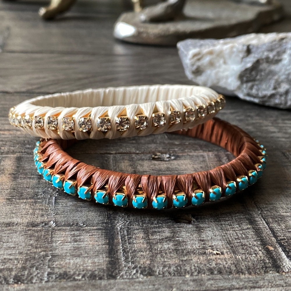 NEW Rhinestone and Turquoise Wrapped Stackable Bangles